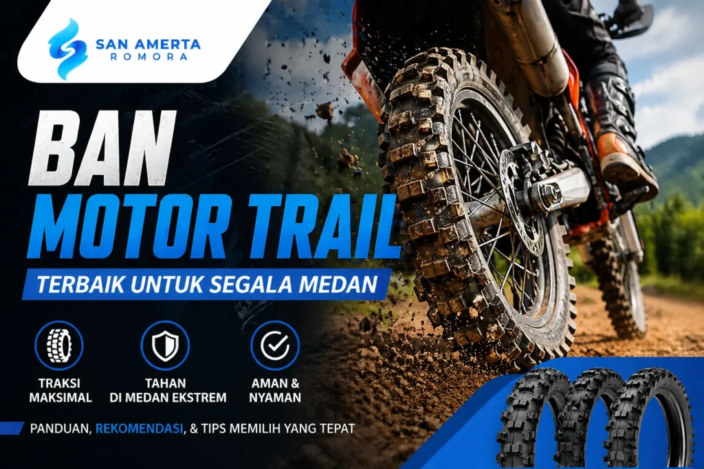 Ban motor trail terbaik untuk segala medan dengan tapak kasar di jalur off-road berlumpur