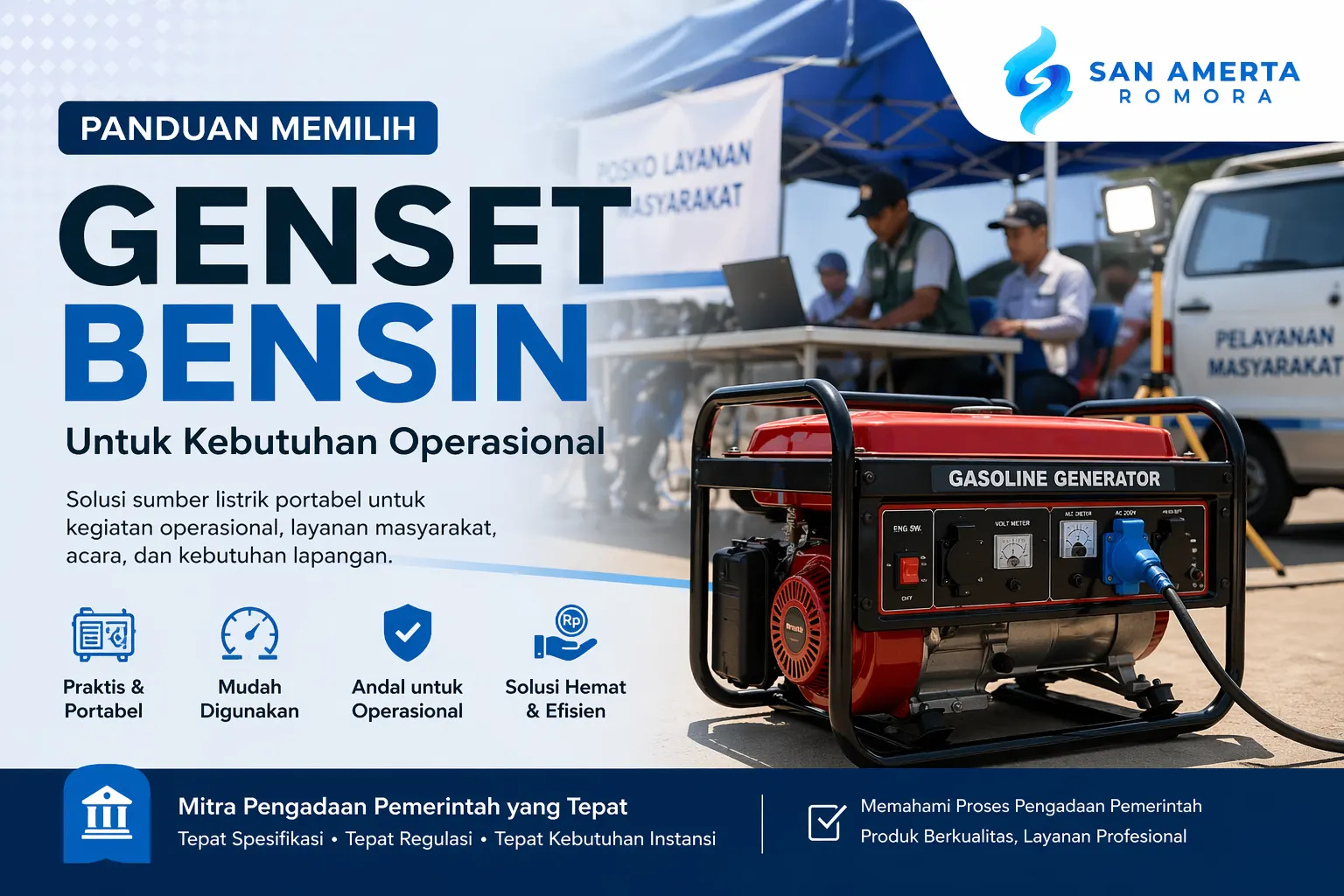 Genset bensin portabel untuk kebutuhan operasional dan listrik cadangan