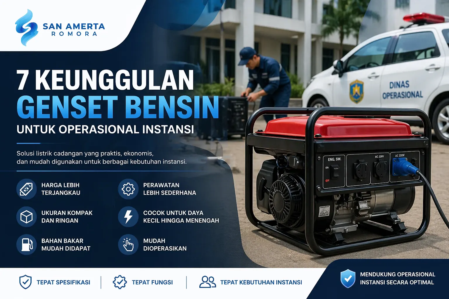 Keunggulan genset bensin untuk operasional instansi sebagai solusi listrik cadangan yang praktis dan ekonomis