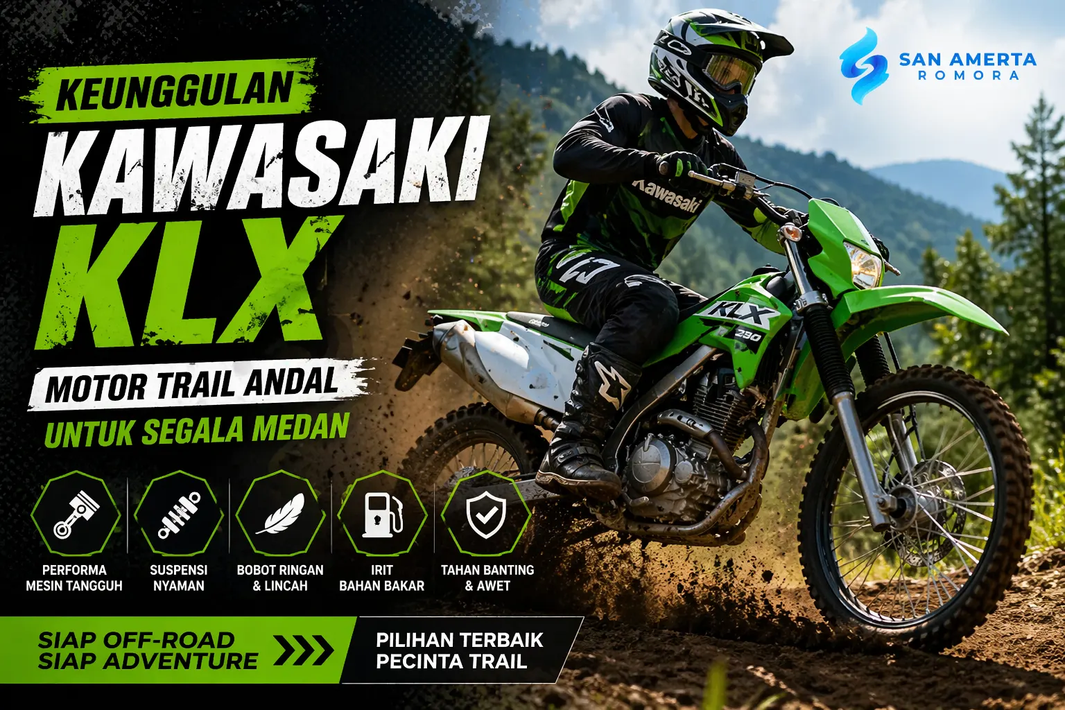 Keunggulan Kawasaki KLX motor trail tangguh untuk segala medan off-road