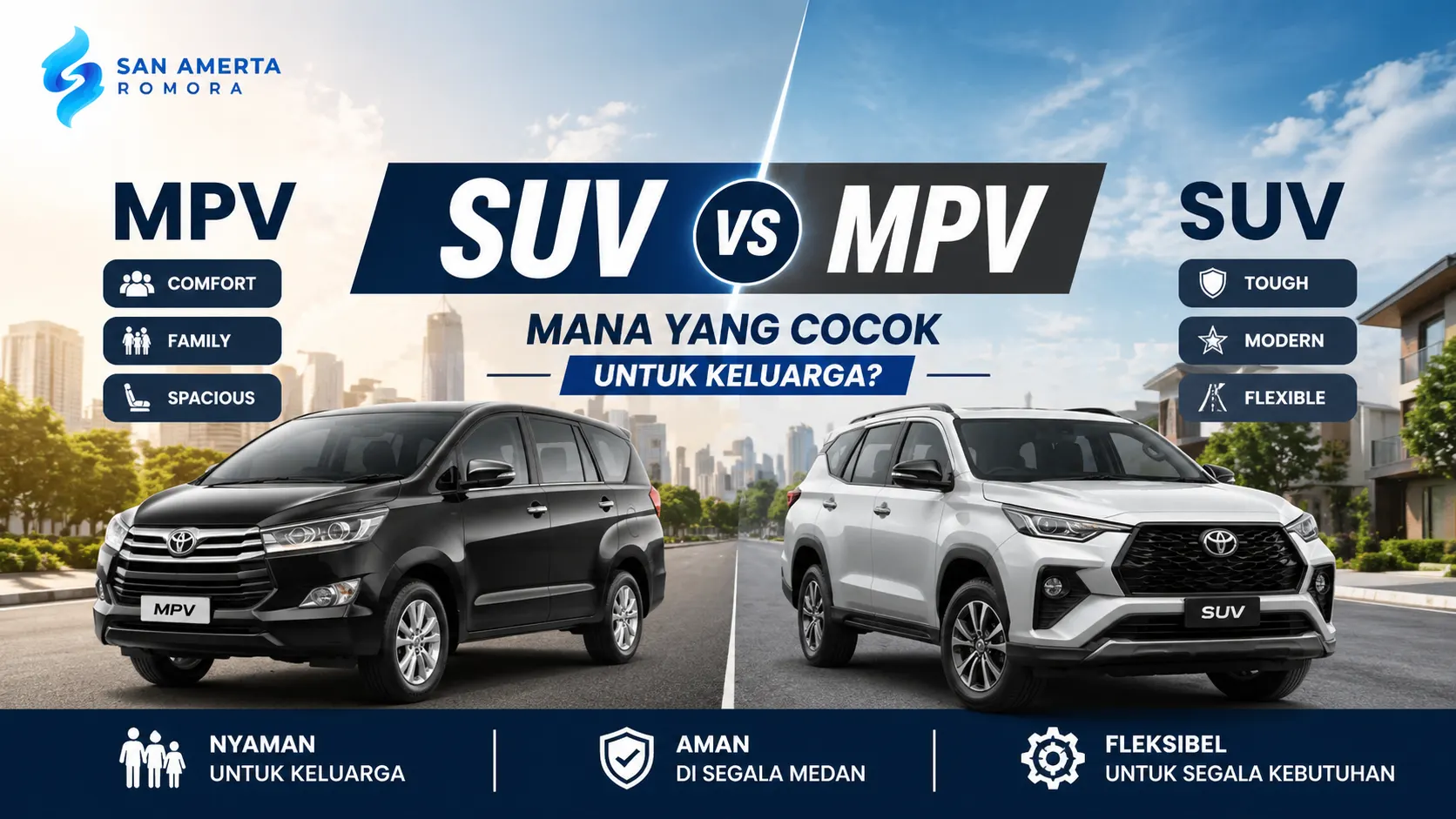 Ilustrasi perbedaan MPV dan SUV mana yang cocok untuk keluarga