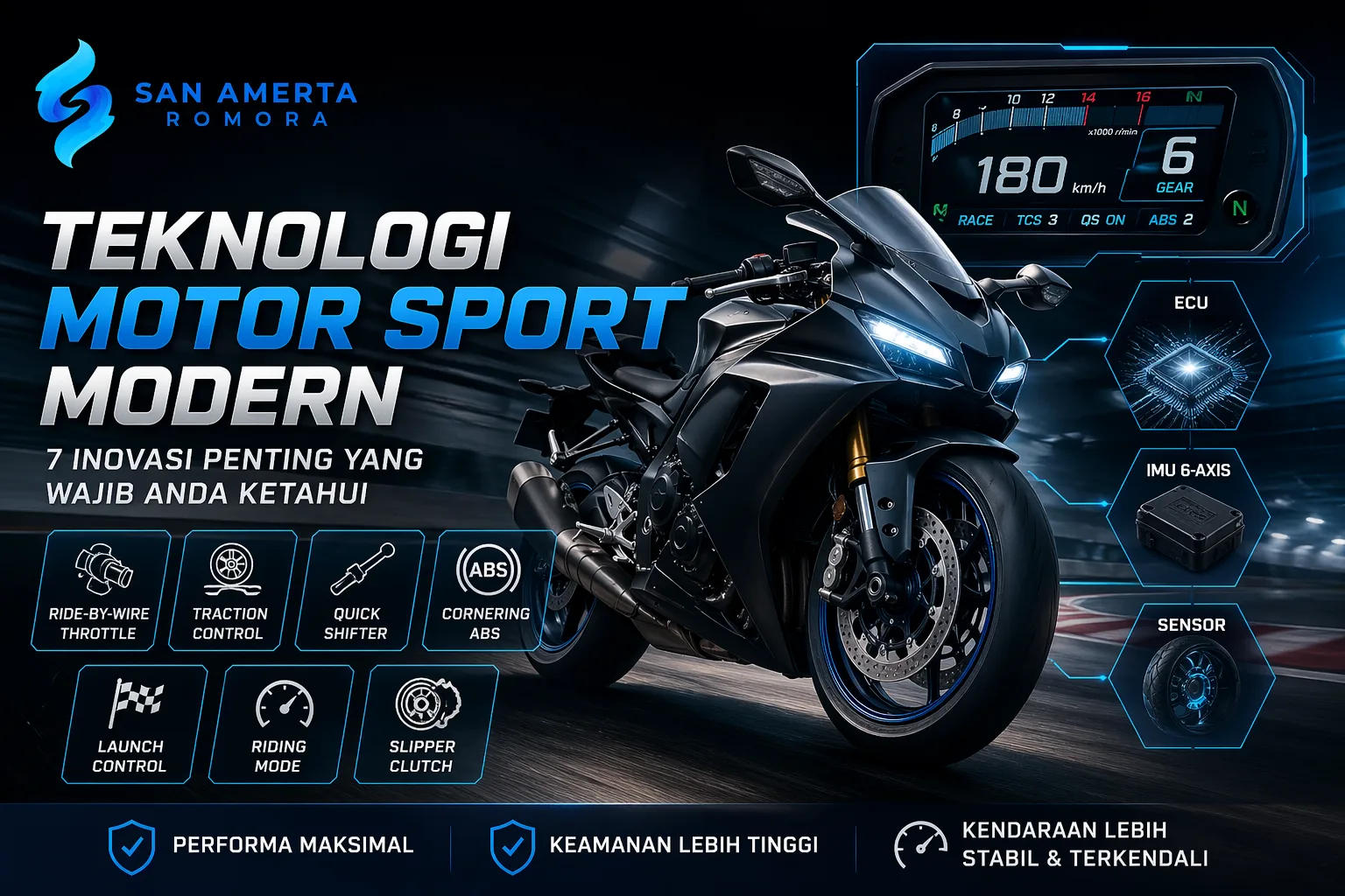 Teknologi motor sport modern dengan fitur elektronik canggih pada motor sport terbaru