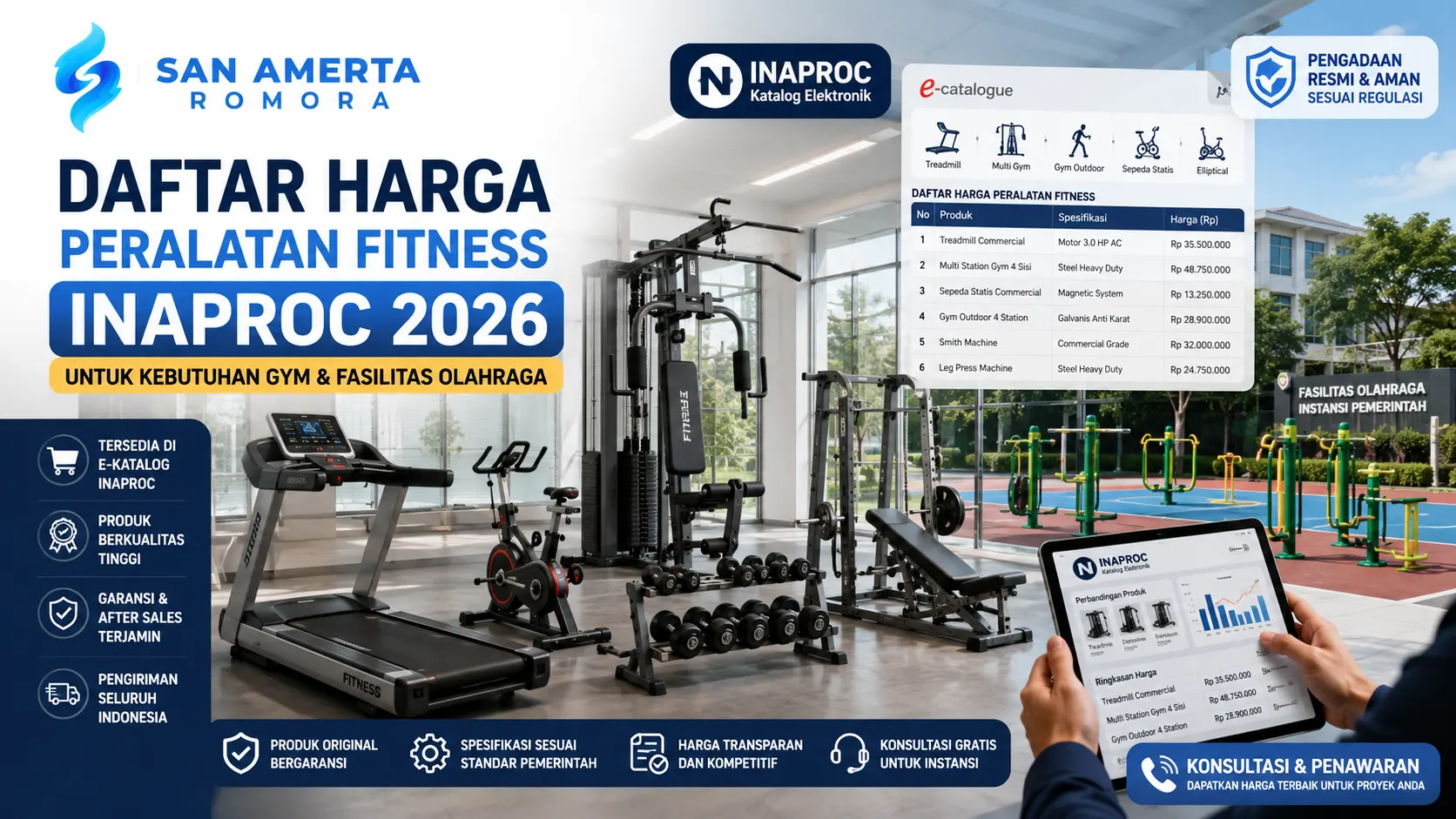 Daftar Harga Peralatan Fitness Inaproc terbaru 2026 untuk sekolah dan instansi pemerintah