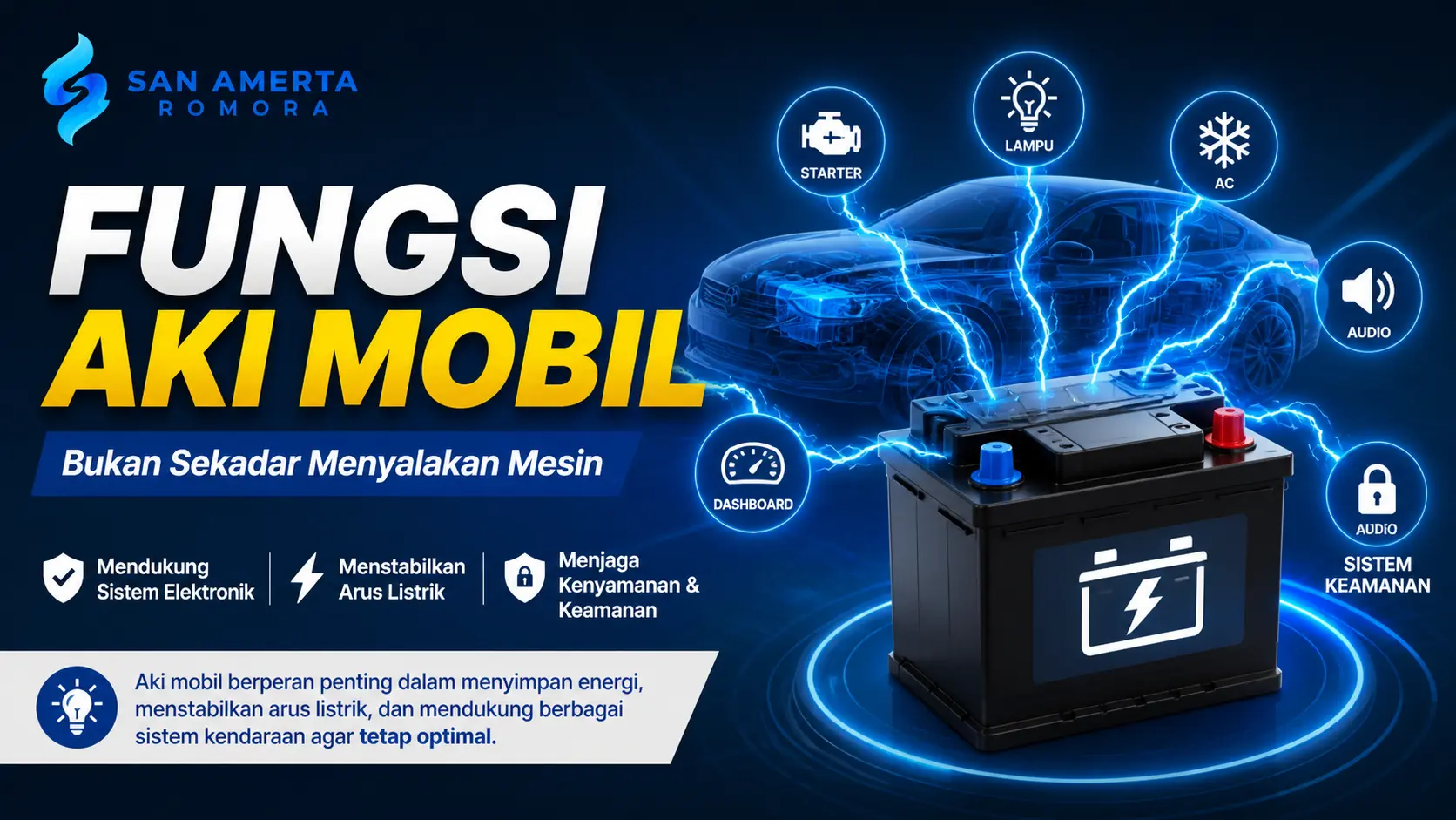 Peran aki mobil dalam menyuplai dan menstabilkan arus listrik mobil