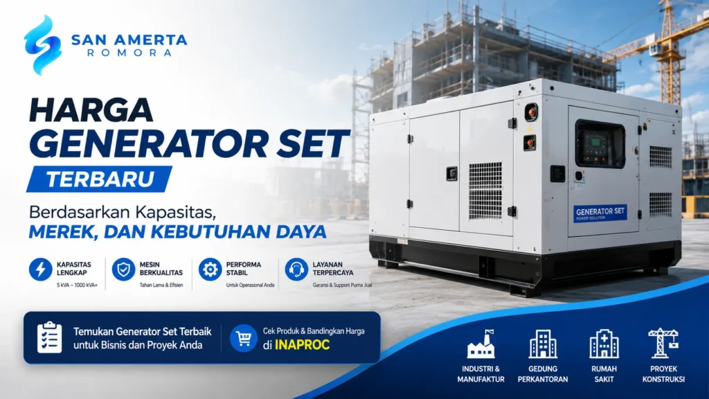 Harga generator set terbaru untuk kebutuhan industri, proyek konstruksi, gedung, dan rumah sakit di INAPROC