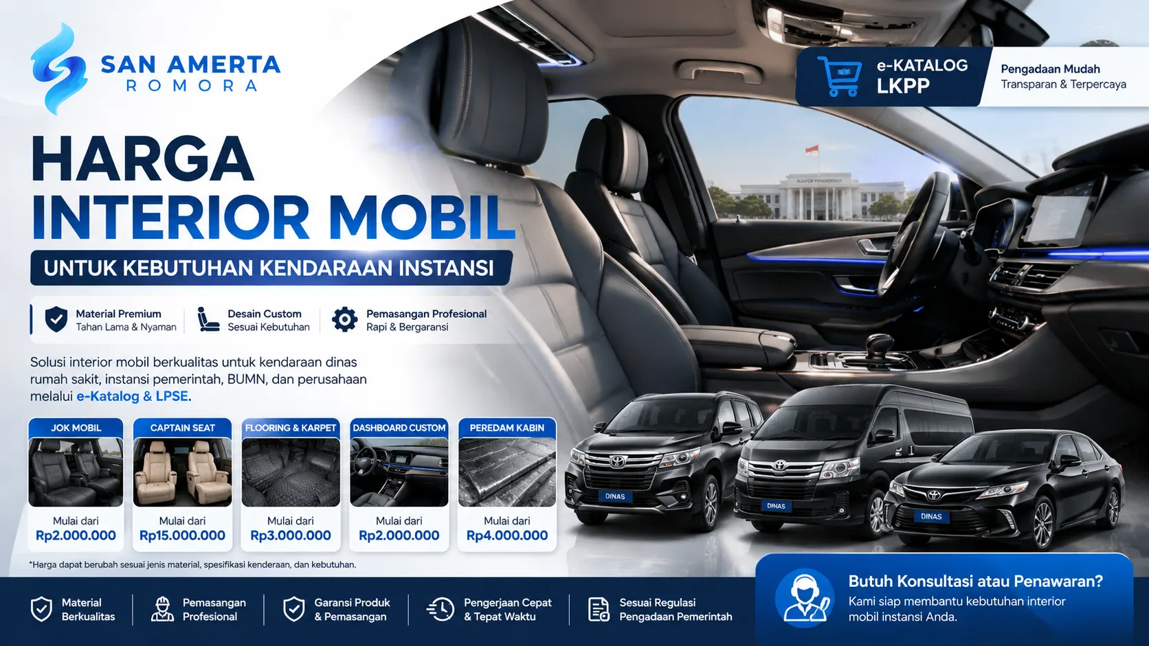 Harga interior mobil untuk kebutuhan kendaraan instansi pemerintah