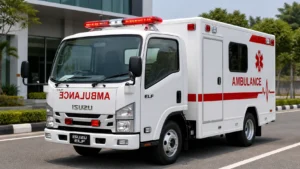 Ilustrasi Mobil Ambulance Isuzu ELF