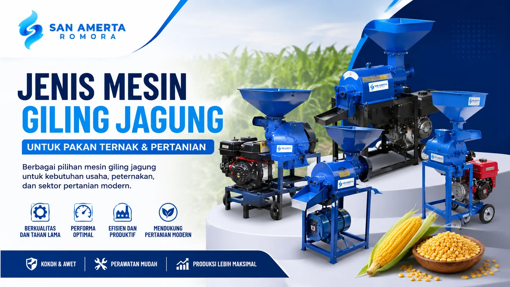 Jenis mesin giling jagung untuk pakan ternak dan kebutuhan pertanian modern