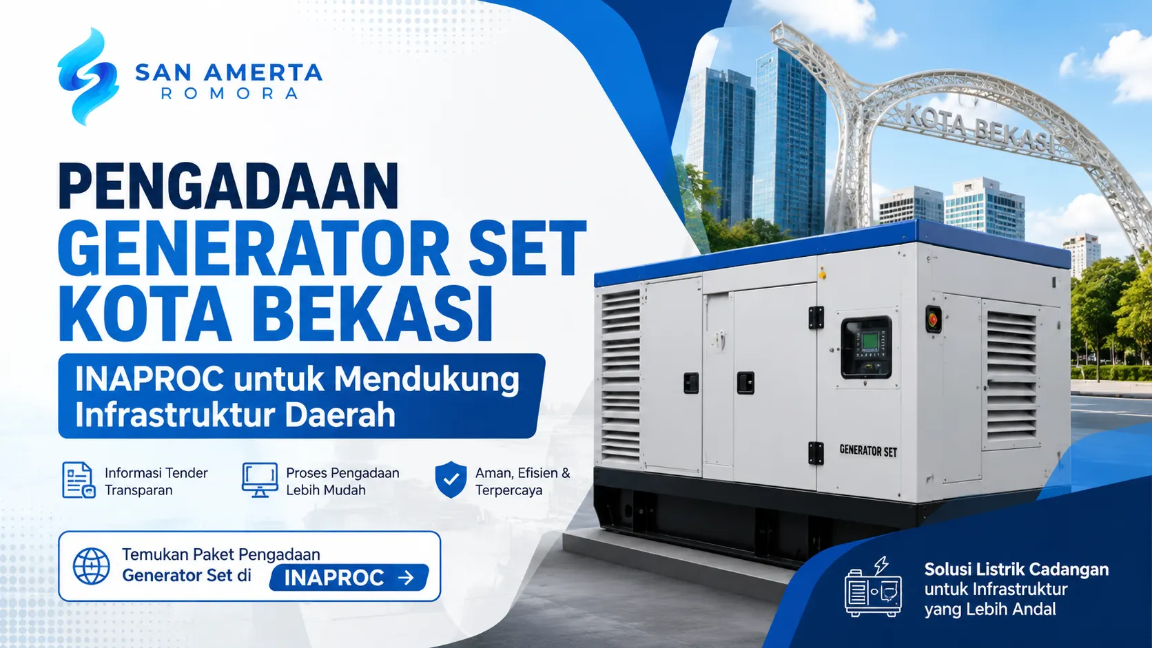 Pengadaan Generator Set Kota Bekasi melalui INAPROC untuk mendukung infrastruktur daerah