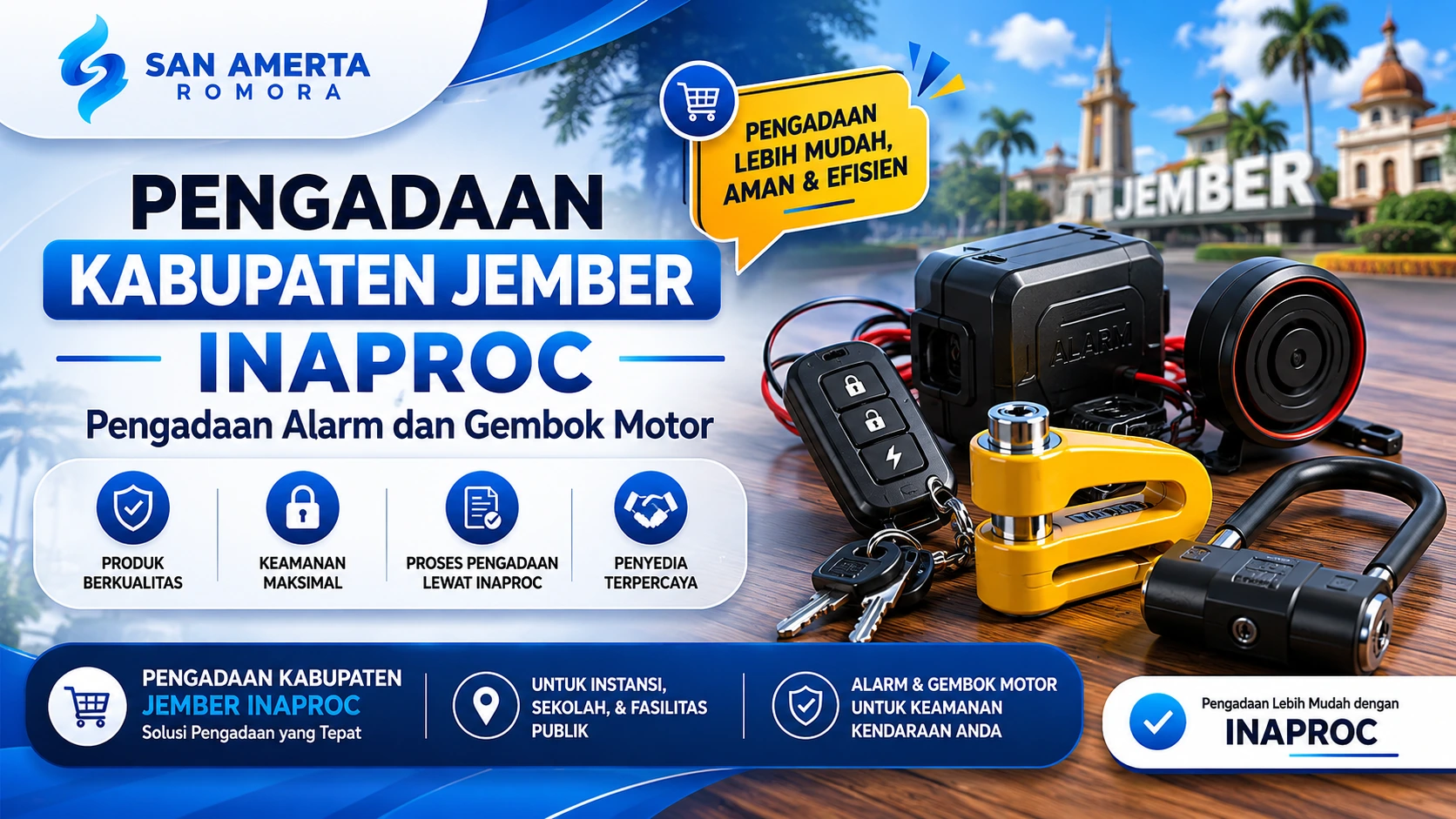 Pengadaan Kabupaten Jember Inaproc untuk kebutuhan alarm dan gembok motor dengan sistem pengadaan aman, praktis, dan sesuai kebutuhan instansi
