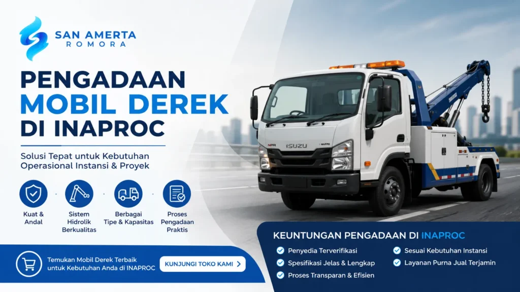 Pengadaan mobil derek di INAPROC oleh San Amerta Romora untuk kebutuhan operasional instansi dan proyek.