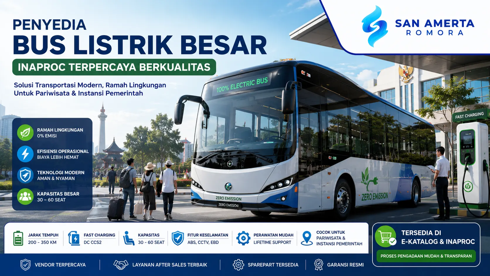 Penyedia Bus Listrik Besar Inaproc terpercaya untuk pariwisata dan instansi pemerintah