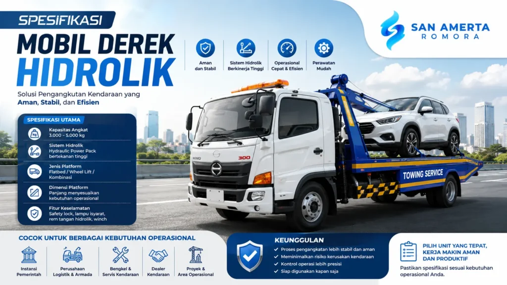 Spesifikasi mobil derek hidrolik untuk kendaraan operasional