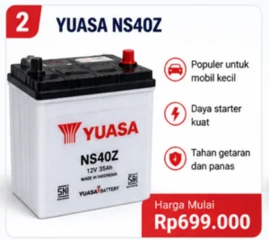Rekomendasi aki mobil tahun 2026 Yuasa NS40Z populer untuk city car