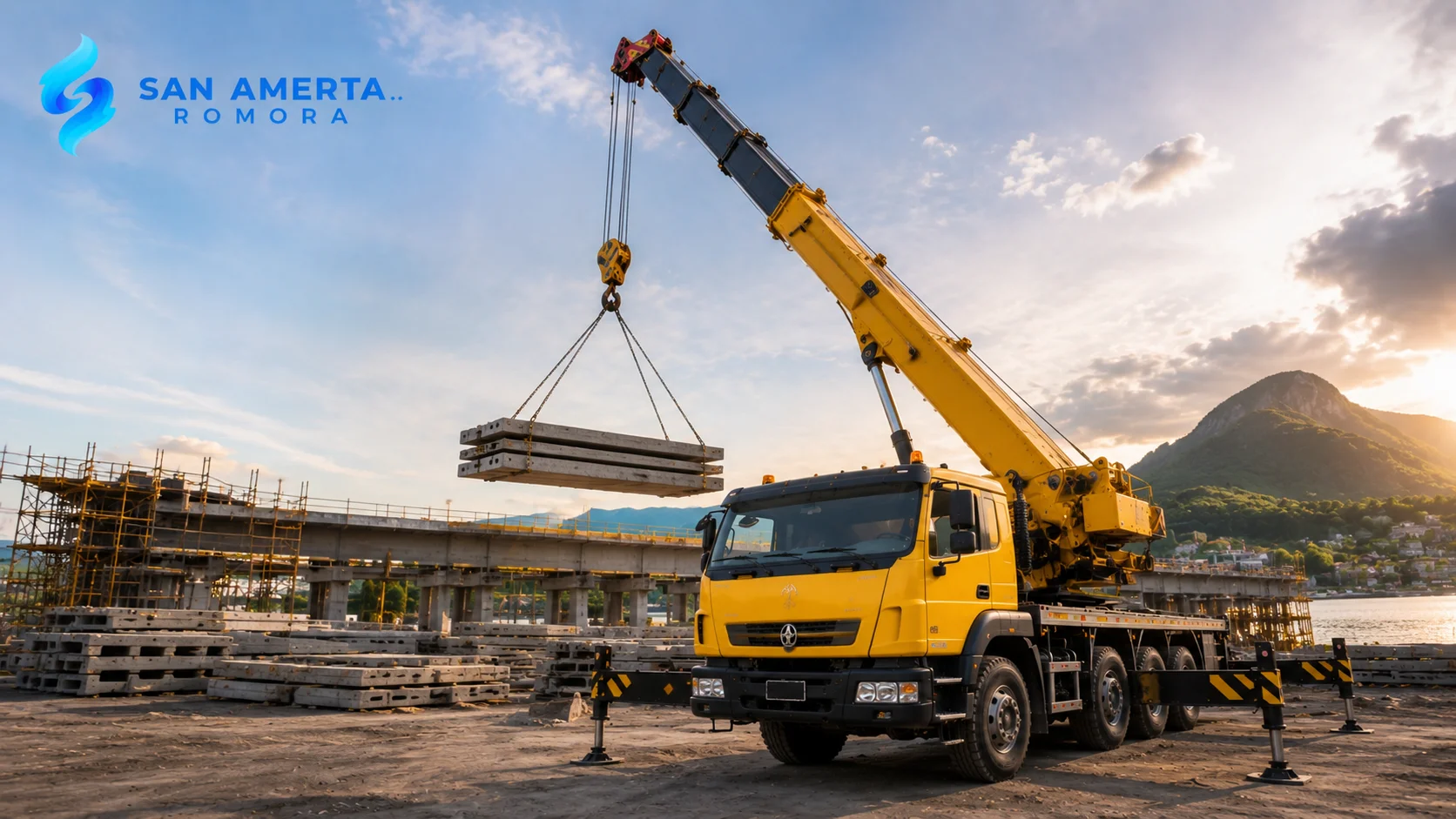 Truck mounted crane digunakan dalam proyek infrastruktur sebagai ilustrasi pengadaan Pemprov Maluku melalui INAPROC.