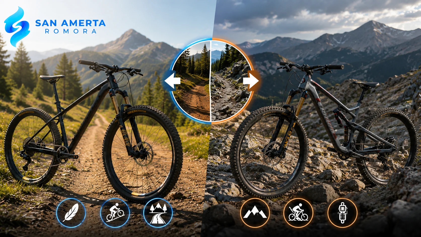Perbandingan sepeda gunung hardtail dan full suspension pada medan berbeda untuk membantu memilih tipe MTB yang sesuai dengan kebutuhan berkendara.