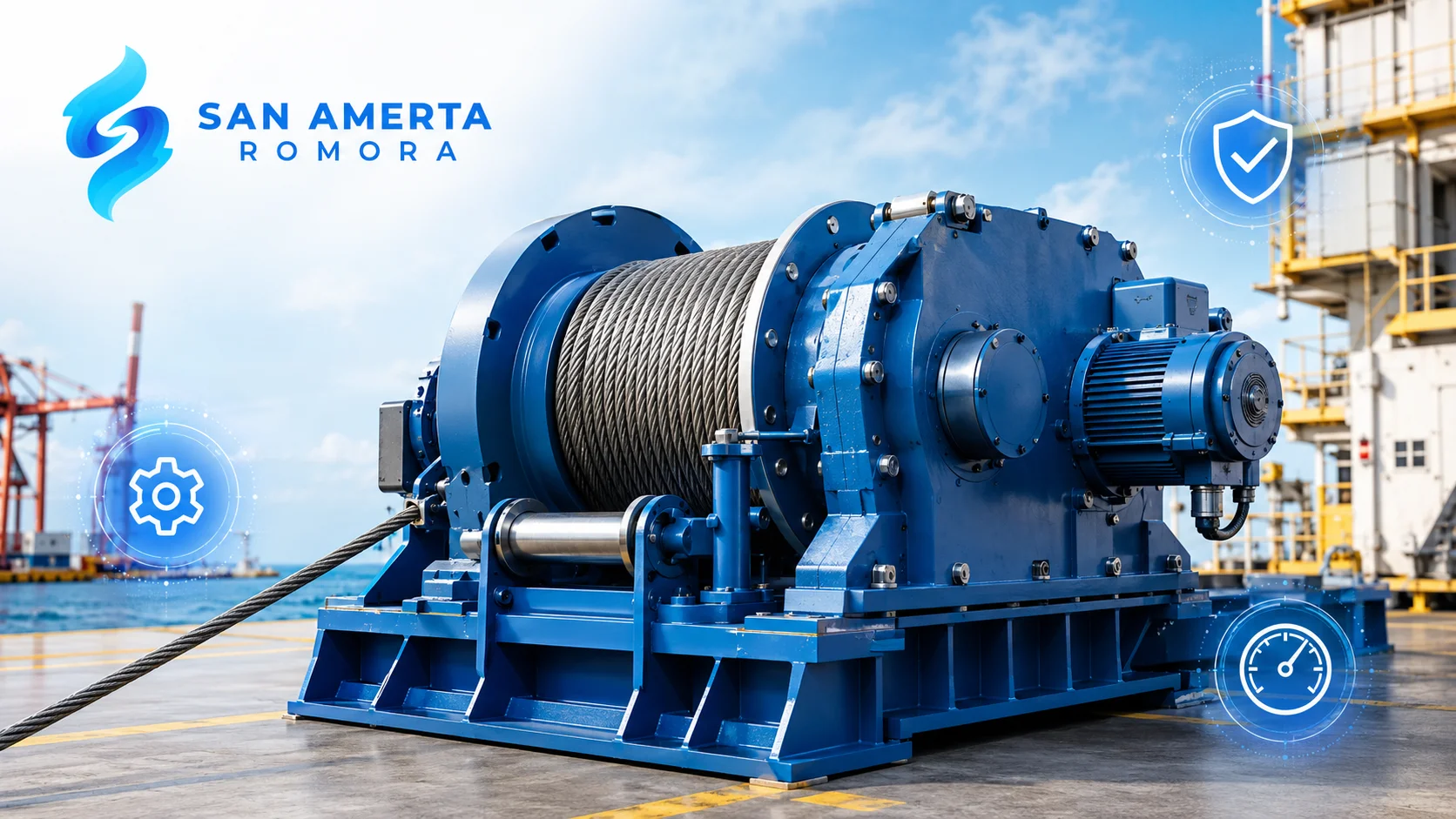 Winch machine San Amerta Romora untuk meningkatkan produktivitas pengangkatan dan penarikan beban industri.
