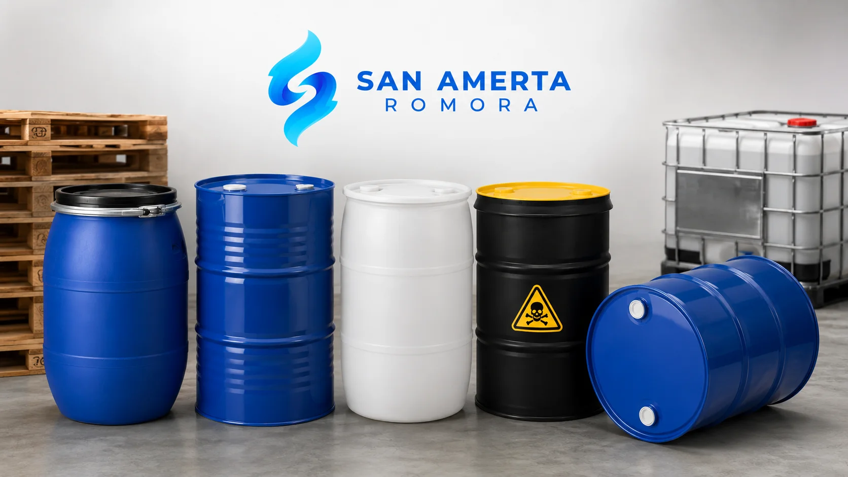 Berbagai drum industri berbahan HDPE dan baja untuk kebutuhan penyimpanan cairan, bahan kimia, pangan, dan limbah B3 sesuai standar pengadaan pemerintah