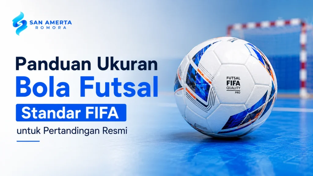 Ilustrasi gambar panduan ukuran bola futsal standar FIFA untuk pertandingan resmi dengan spesifikasi sesuai regulasi internasional.