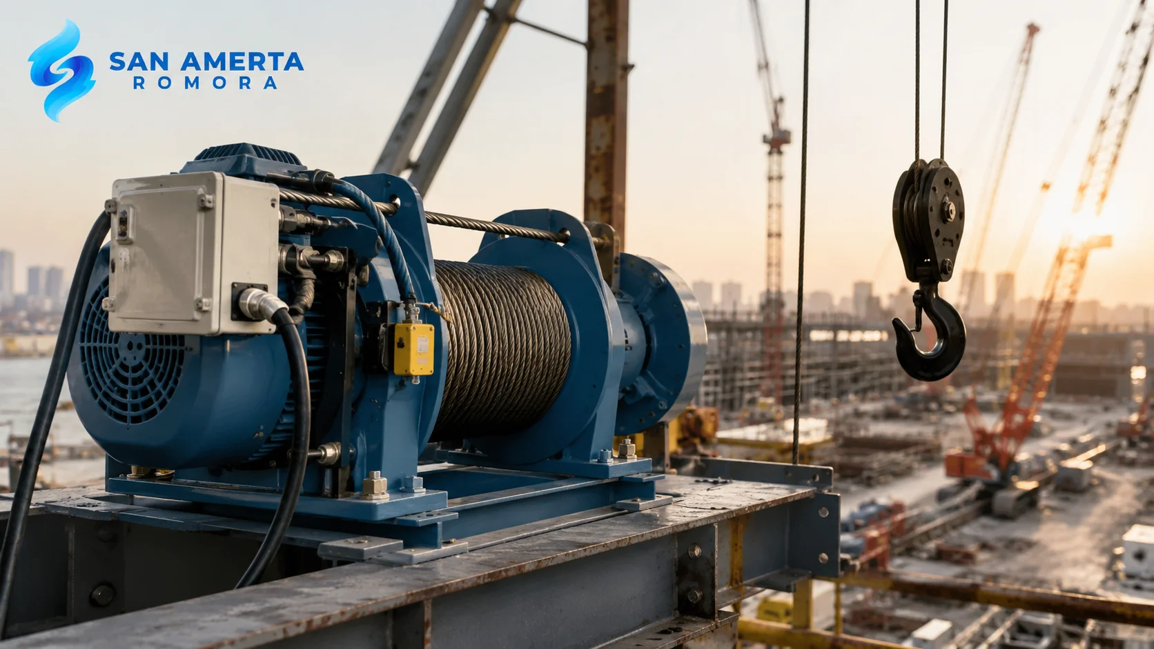 Winch Machine Elektrik berkapasitas tinggi digunakan di area proyek konstruksi modern untuk mendukung proses pengangkatan material secara cepat, aman, dan efisien.