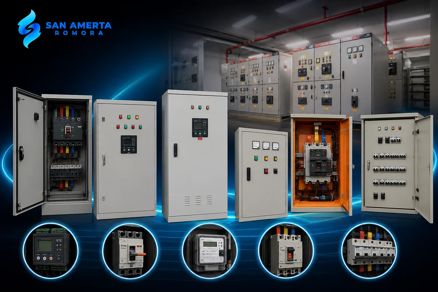 Panel box listrik berbagai tipe untuk kebutuhan distribusi daya, proteksi kelistrikan, dan sistem kontrol industri di lingkungan pemerintah dan manufaktur.