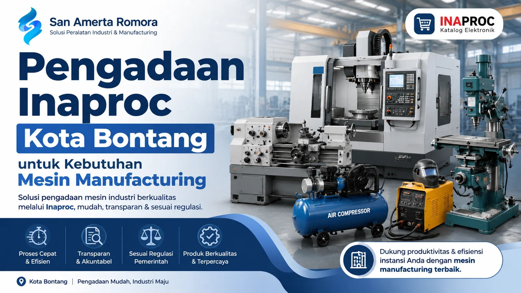 Ilustrasi gambar mesin manufacturing untuk pengadaan Inaproc Kota Bontang yang sesuai regulasi pemerintah