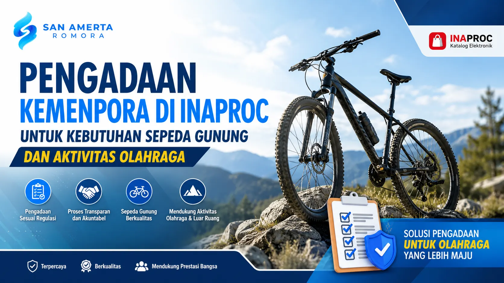 Ilustrasi gambar pengadaan Kemenpora di Inaproc untuk sepeda gunung dan aktivitas olahraga bersama San Amerta Romora