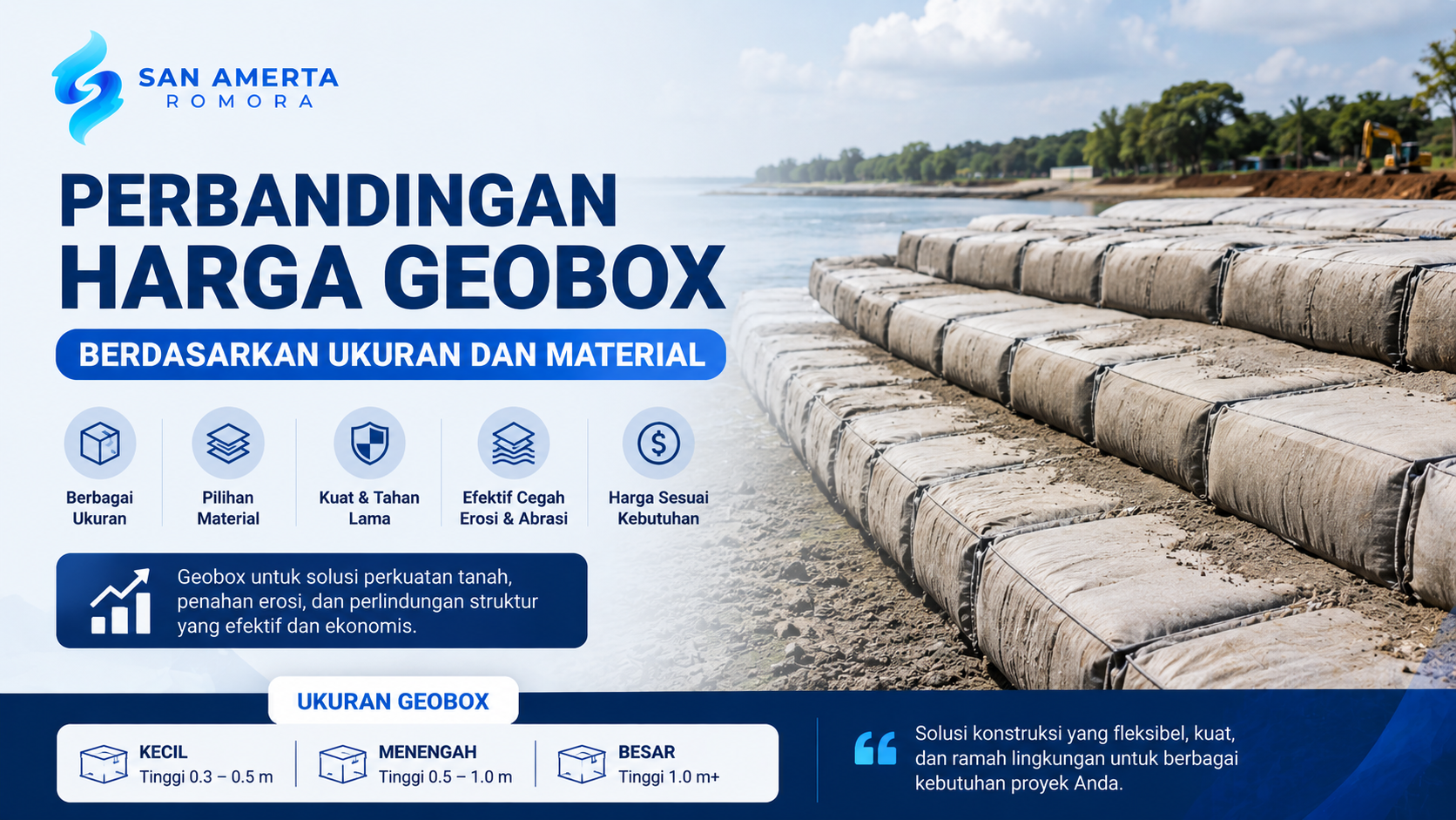 Ilustrasi gambar perbandingan harga geobox berdasarkan ukuran dan material untuk membantu memilih produk sesuai kebutuhan dan anggaran proyek