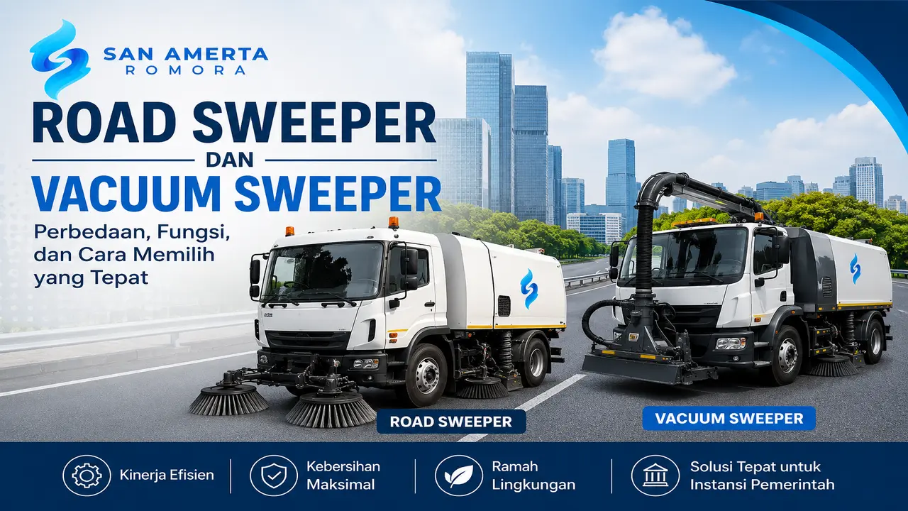 Road Sweeper dan Vacuum Sweeper untuk Kebersihan Jalan dan Area Publik Penyedia San Amerta Romora