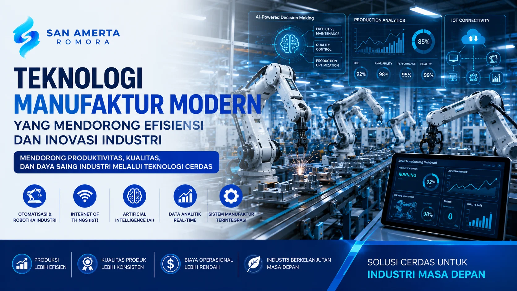 Teknologi Manufaktur Modern untuk meningkatkan efisiensi dan inovasi industri dengan otomatisasi dan robotika.