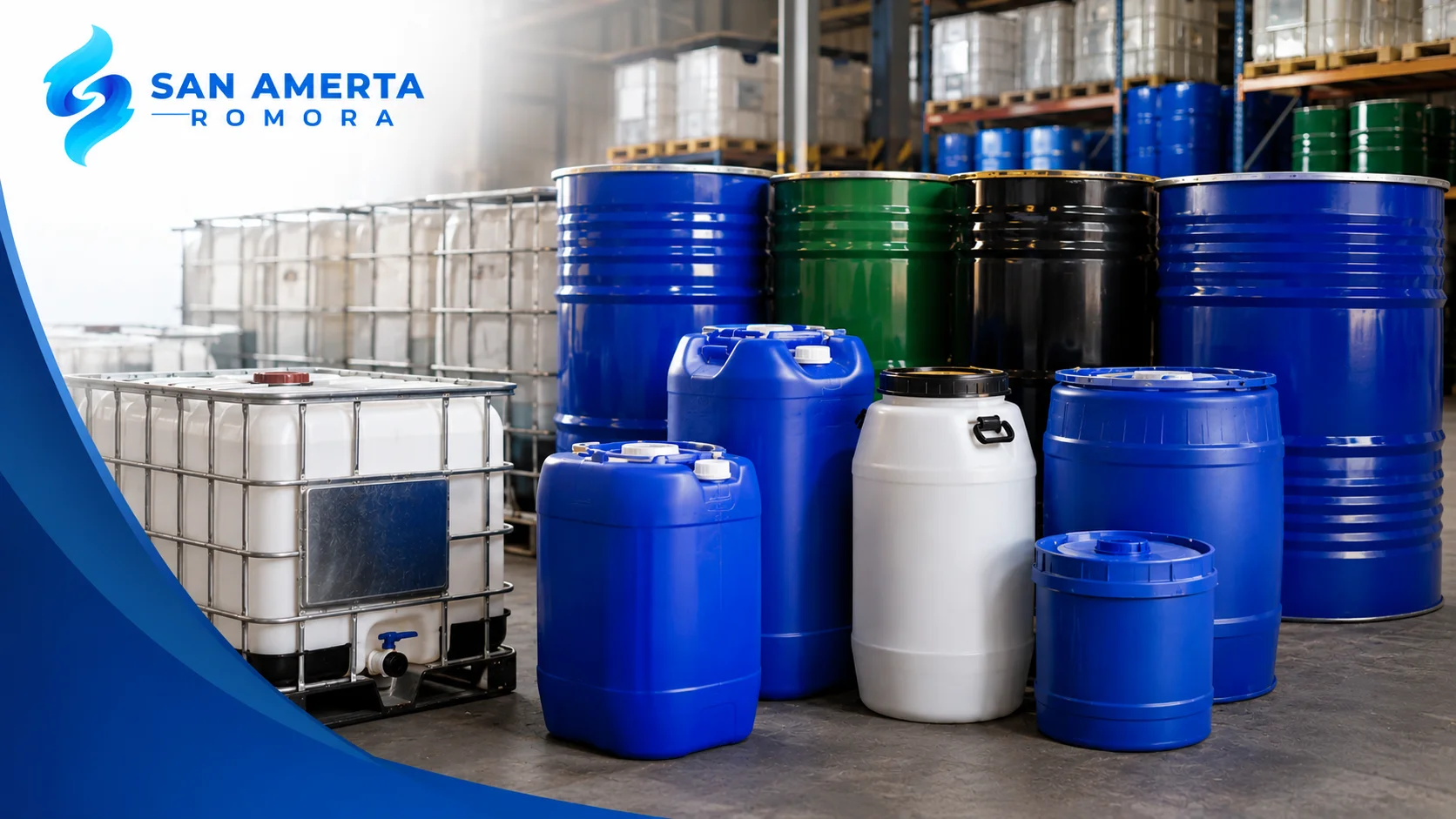 Beragam kontainer drum plastik HDPE, drum besi, dan IBC tank untuk mendukung pengadaan Inaproc Kabupaten Kuningan melalui San Amerta Romora.