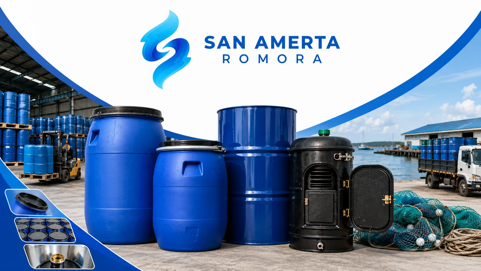 Drum HDPE dan drum besi sebagai produk pengadaan Inaproc Kabupaten Indramayu melalui San Amerta Romora untuk kebutuhan penyimpanan dan logistik.