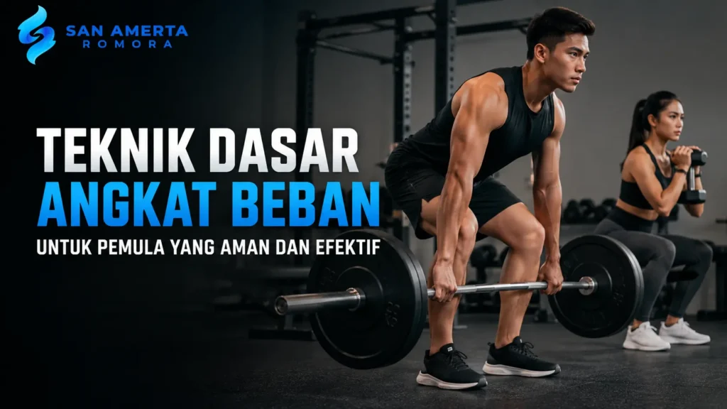 Teknik dasar angkat beban untuk pemula yang aman dan efektif dengan postur latihan yang benar.