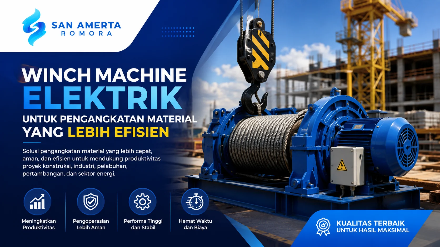 Winch Machine Elektrik untuk pengangkatan material yang lebih efisien pada proyek konstruksi dan industri