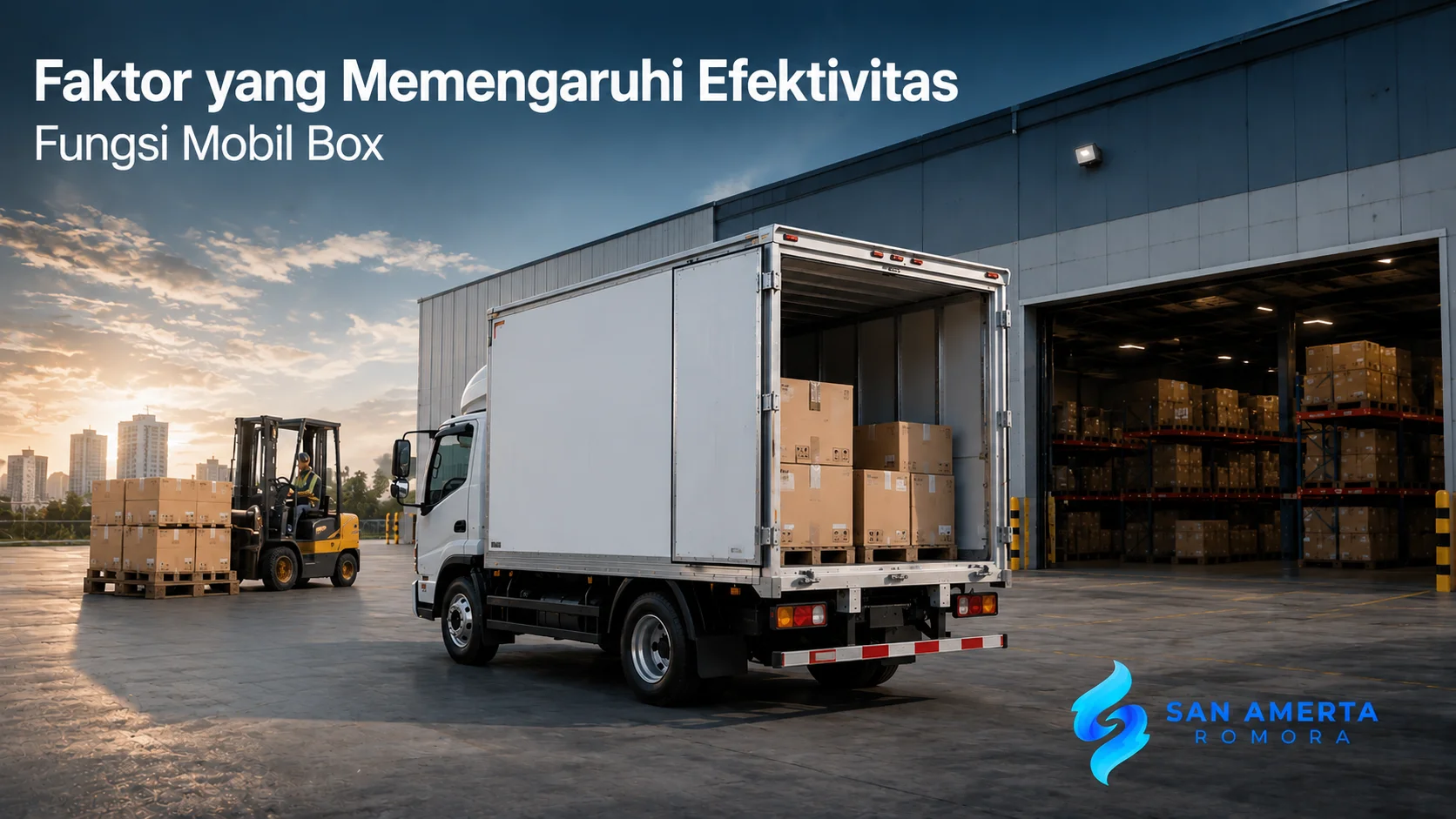 Mobil box dengan ruang angkut tertutup untuk mendukung efektivitas distribusi dan pengiriman barang.