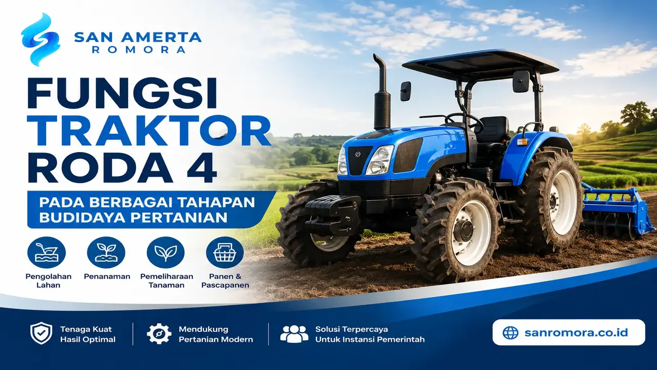 Fungsi traktor roda 4 pada berbagai tahapan budidaya pertanian bersama San Amerta Romora