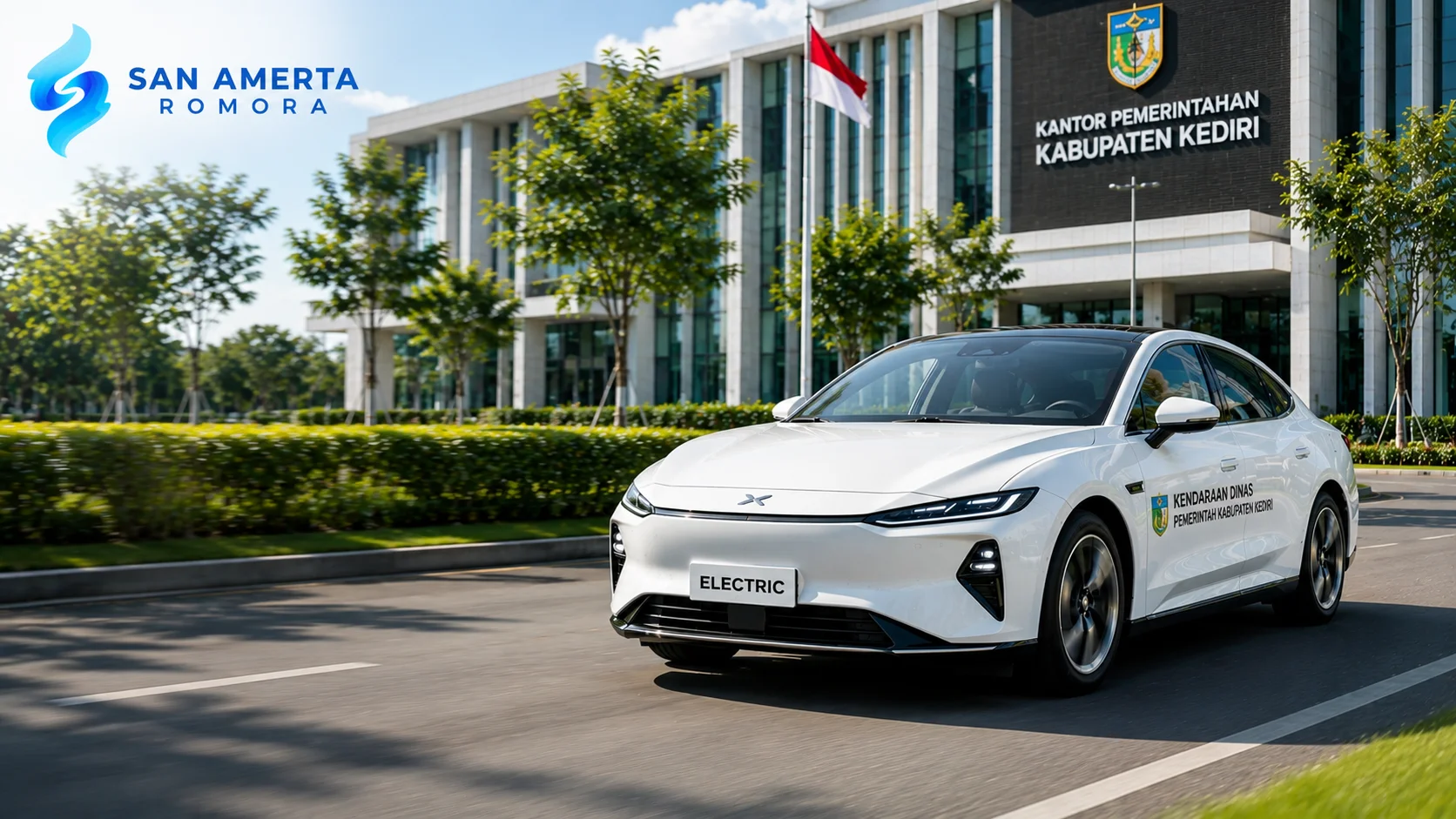 Mobil listrik sedan dinas pemerintah dalam pengadaan INAPROC Kabupaten Kediri di lingkungan kantor pemerintahan