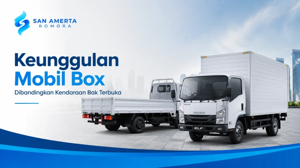 Ilustrasi Gambar Keunggulan mobil box dibandingkan kendaraan bak terbuka untuk distribusi barang yang lebih aman