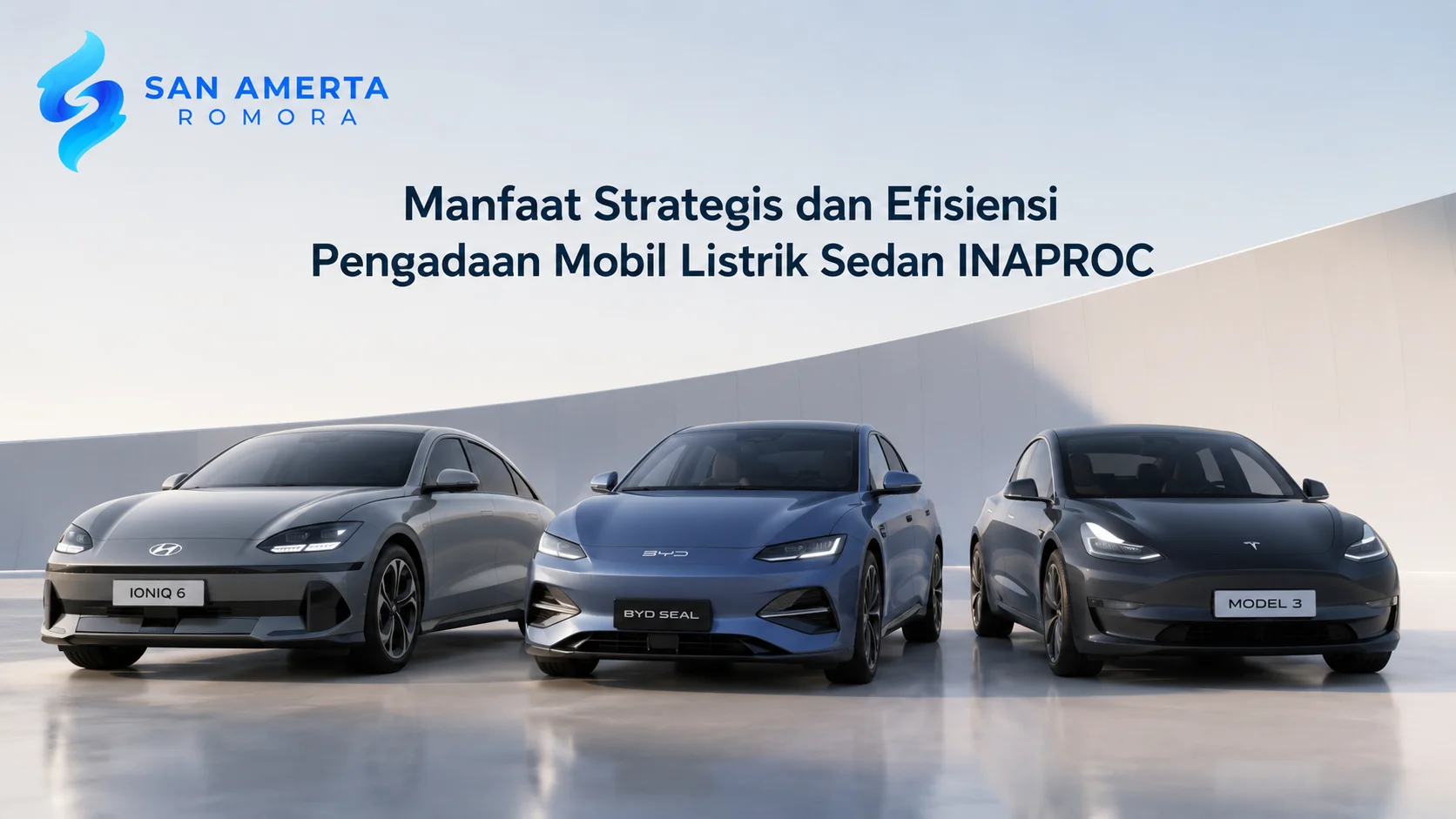 Mobil listrik sedan untuk Pengadaan Mobil Listrik Sedan INAPROC sebagai simbol efisiensi dan mobilitas berkelanjutan instansi pemerintah.