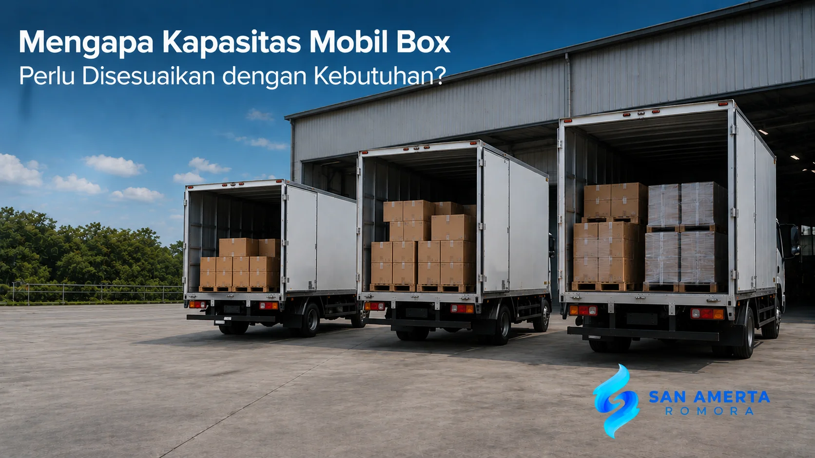 Beberapa mobil box dengan kapasitas berbeda untuk mendukung kebutuhan distribusi barang.