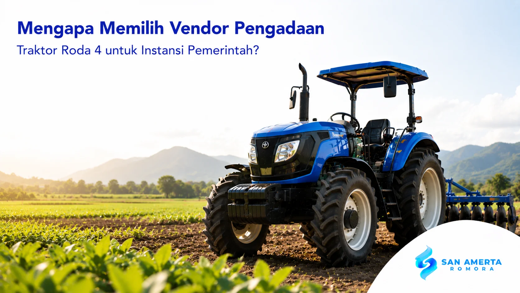 Traktor roda 4 modern untuk mendukung kegiatan pertanian dan operasional instansi pemerintah secara optimal.
