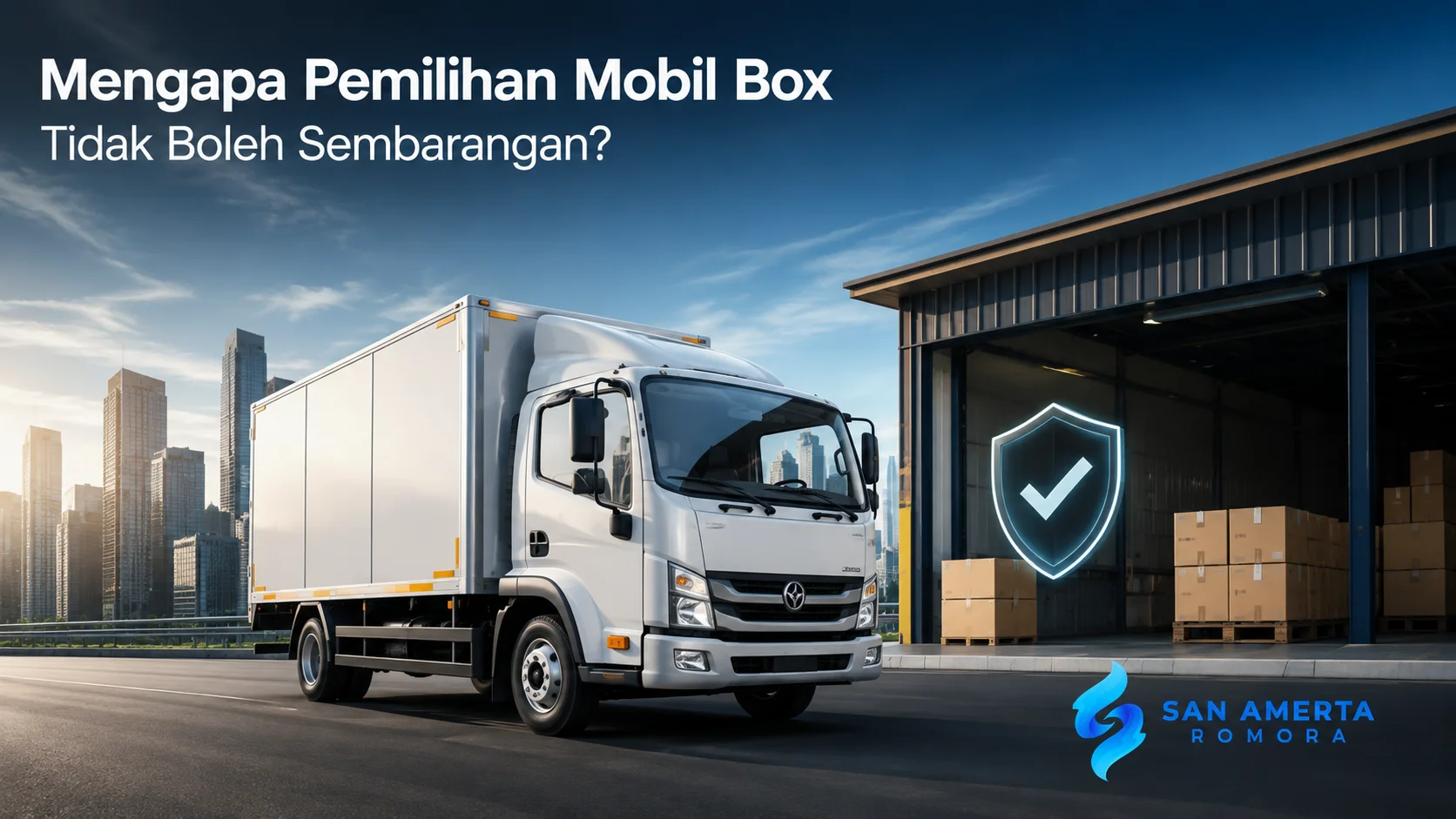 Mobil box modern untuk kebutuhan distribusi dengan desain ruang angkut tertutup yang mendukung pengiriman barang.