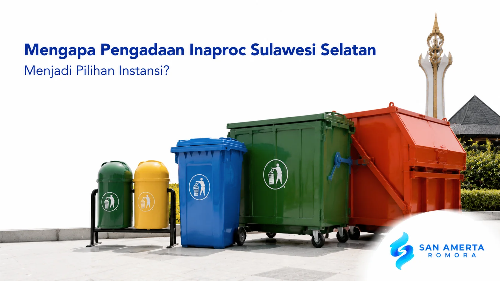 Kontainer sampah berbagai jenis untuk mendukung kebutuhan pengadaan fasilitas kebersihan instansi melalui INAPROC Sulawesi Selatan.