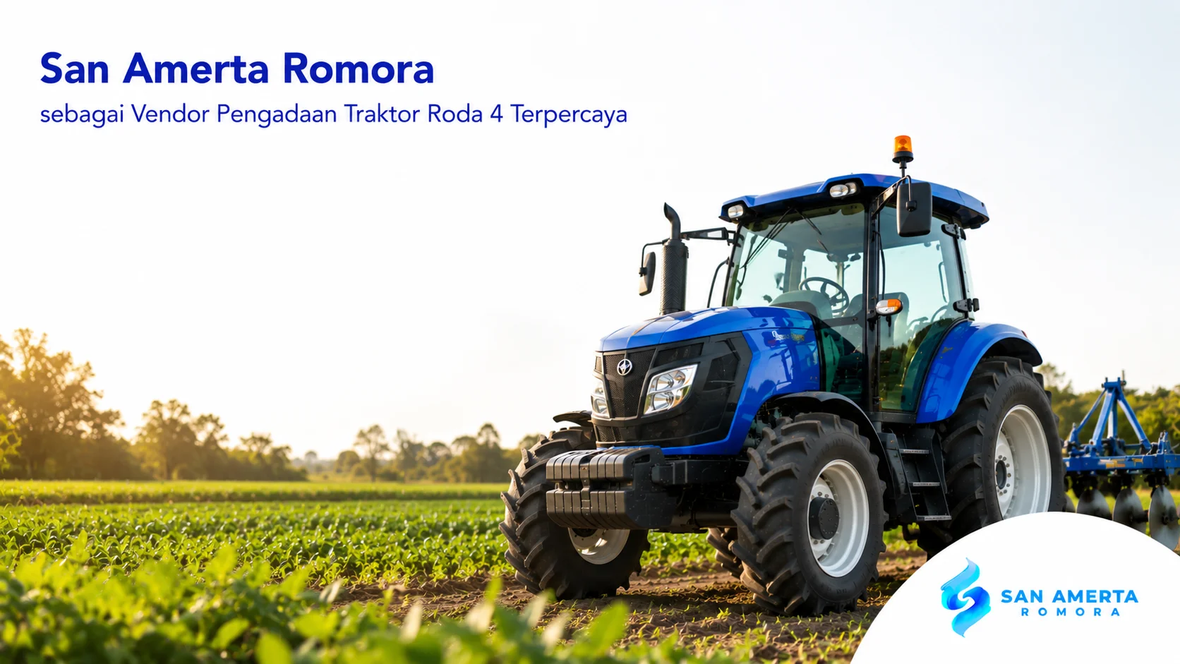 Traktor roda 4 modern di lahan pertanian sebagai solusi andal untuk mendukung operasional dan produktivitas sektor pertanian.