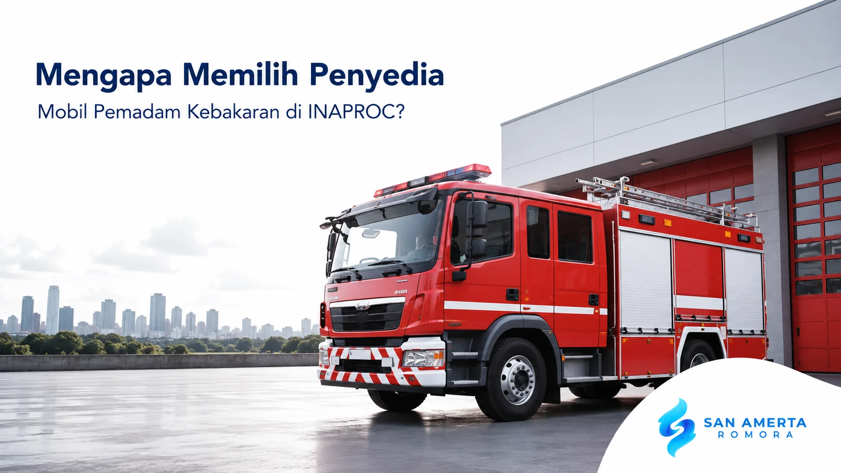 Mobil pemadam kebakaran modern yang siap mendukung kebutuhan pengadaan kendaraan tanggap darurat melalui INAPROC.