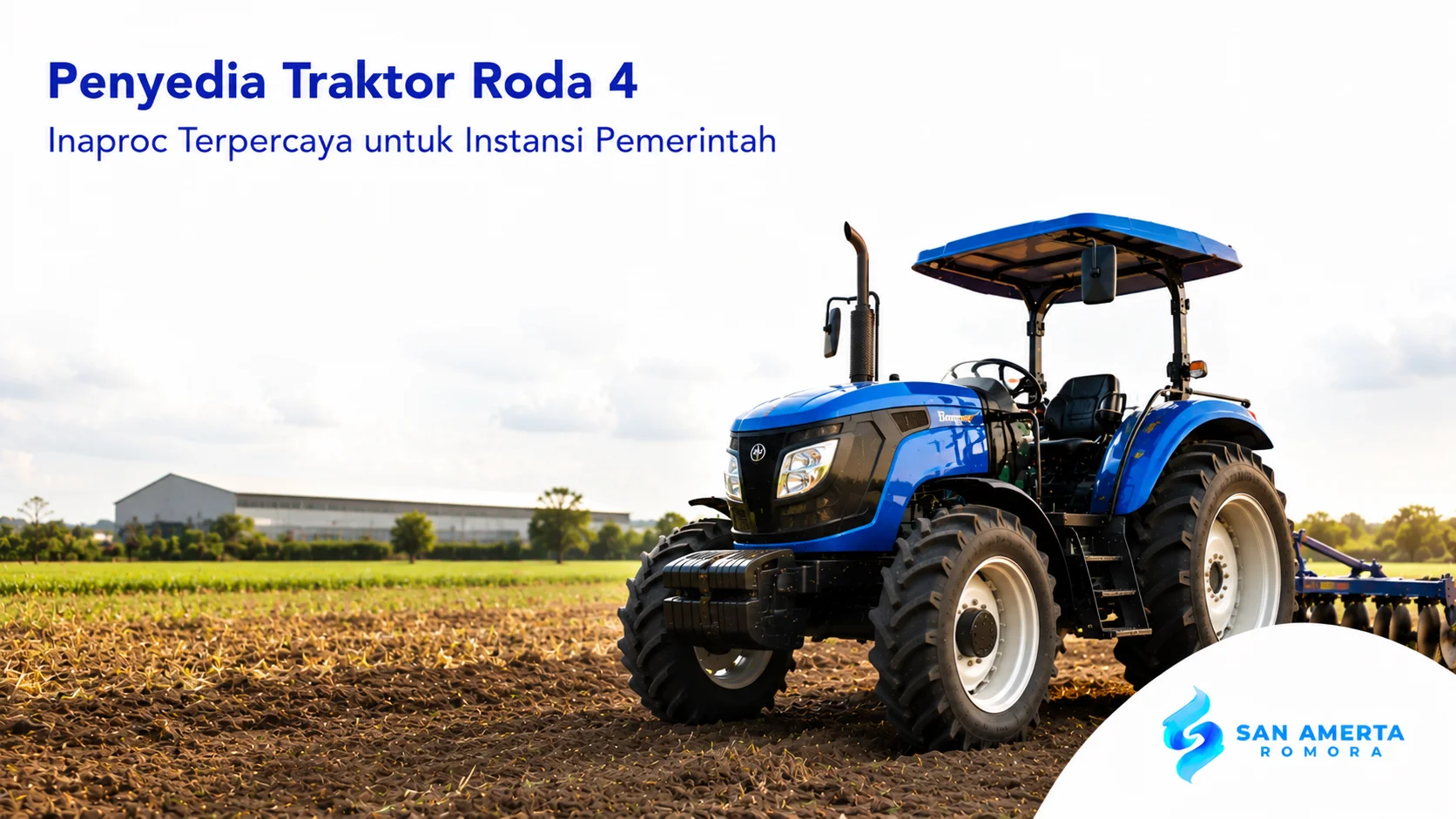 Traktor roda 4 modern untuk mendukung kegiatan pertanian dan operasional instansi pemerintah secara efisien.