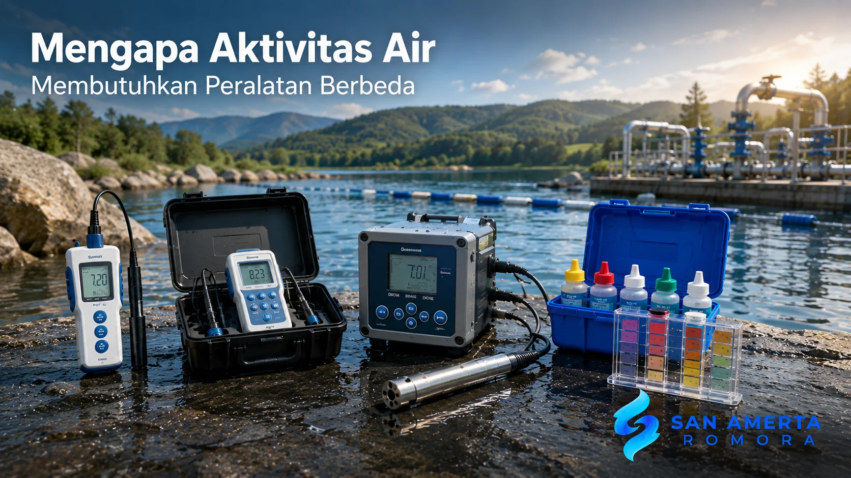 Beragam peralatan pengujian kualitas air untuk berbagai kebutuhan aktivitas dan lingkungan perairan.