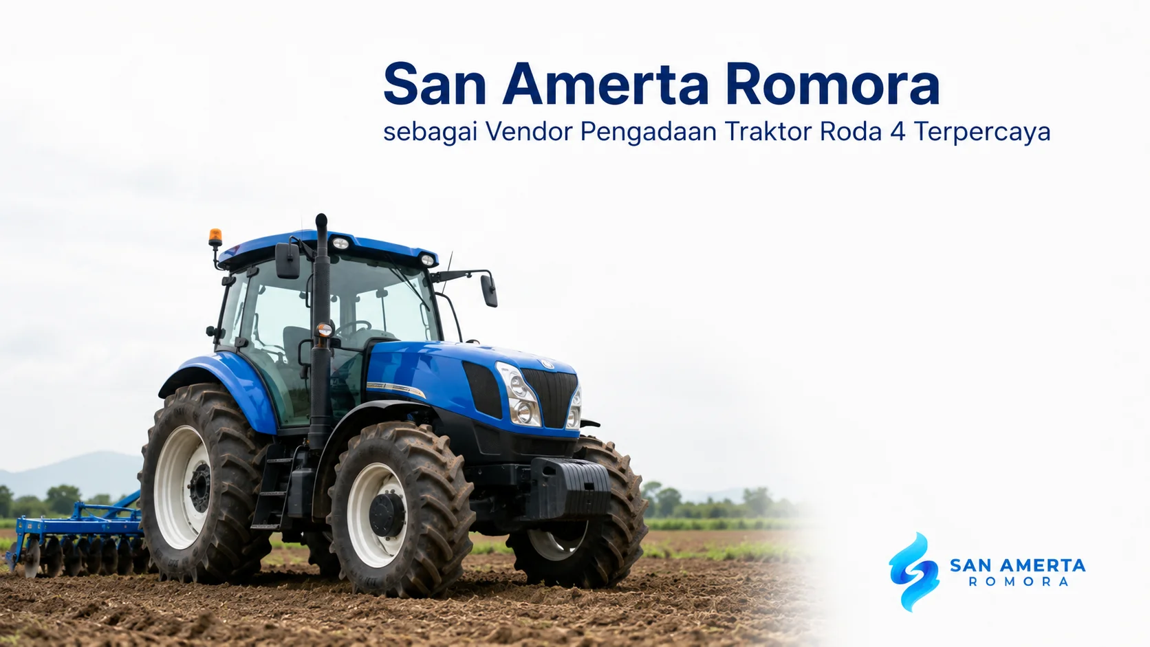 Traktor roda 4 untuk pengadaan pemerintah dari San Amerta Romora di area pertanian.
