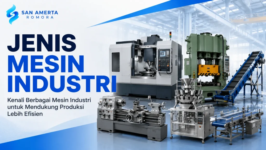 Jenis Mesin Industri untuk mendukung proses produksi di sektor manufaktur, makanan, konstruksi, dan logistik.