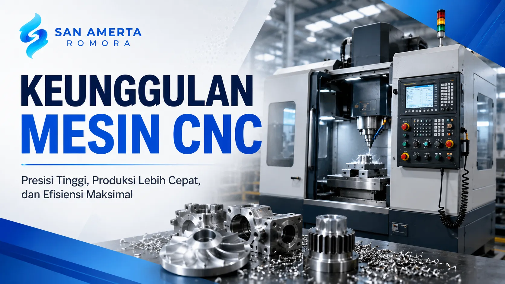 Keunggulan Mesin CNC dalam menghasilkan proses produksi yang presisi, cepat, konsisten, dan efisien untuk berbagai kebutuhan industri.